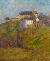 Wilhelm Eller, Blick auf Schloss Hartenstein (Erzgebirge), 1913, Öl auf Leinwand