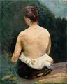 Studie eines sitzenden weiblichen Rückenakts. Zweite Hälfte 1890er Jahre by Theodor Hagen, Öl auf Leinwand, vollflächig auf Malpappe kaschiert, offered Jun 2025