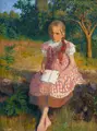 Hugo Oehme, Lesendes Mädchen. Wohl 1930er Jahre, Öl auf Leinwand