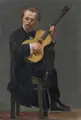 Paul Wilhelm, (zugeschr.), Porträt eines Gitarristen. Wohl um 1908, Öl auf Leinwand