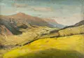 Erhard Zwar, Landschaft im Riesengebirge (?) / Gipfellandschaft (Erzgebirge / Riesengebirge?). 1938 / Wohl späte 1930er Jahre, Öl auf dünner Malpappe