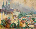 Werner Hitzer, Prag, 1979, Öl auf Hartfaser