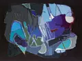 Ingo Kraft, Komposition in Violett, Blau und Grau, 1992, Öl auf Leinwand