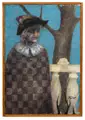 Irene Müller, Betrübter Harlekin. Wohl 1980er Jahre, Öl auf Leinwand