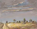Rolf Schubert, Sonnige Landschaft, 1979, Öl auf Hartfaser
