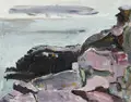 Hans Wolfgang Schulz, Felsenlandschaft, 1965, Öl auf Leinwand