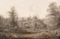 Adrian Zingg, (Nachfolge), Landschaft mit Burgruine. Wohl Mitte 19. Jh, Aquarell und Federzeichnung in schwarzer und brauner Tinte