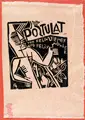 Conrad Felixmüller, POSTULAT, 1917, Holzschnitt auf hauchfeinem, gelblichen Japan, auf dem originalen, roten Umschlagpapier der Broschüre "Postulat" montiert