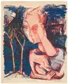 Conrad Felixmüller, Die ferne Geliebte, 1918, Farblithografie auf glattem, gelblichen Papier