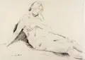 Willy Jaeckel, Ruhende, Wohl 1916, Kohlestiftzeichnung