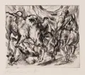 Paul Kleinschmidt, Szene aus Don Quichote, (Cardenio trifft Don Quichote), 1913, Kaltnadelradierung mit leichtem Plattenton auf Bütten