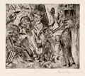 Bernhard Kretzschmar, Auf der Straße, 1920, Kaltnadelradierung und Pinselätzung auf strukuriertem Bütten