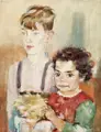 Bernhard Kretzschmar, Doppelbildnis Sabine und Detlef, Um 1952, Aquarell auf Bütten