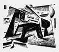 Johannes Molzahn, Horizontal-Vogel-Wesen, 1921, Holzschnitt auf feinem Japan