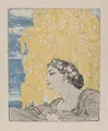 Hans Unger, Dame mit Blütenkranz, Um 1902, Farblithografie