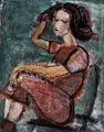 Katharina Kretschmer, Mädchen im Schaukelstuhl, 1994, Acryl und Kohle auf Papier