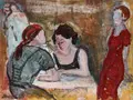 Katharina Kretschmer, Im Gespräch, 1995, Gouache und Öl auf Papier