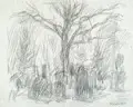 Wilhelm Rudolph, Dresden – Tolkewitzer Friedhof, 1949, Grafitzeichnung