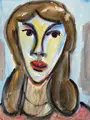 Heinz Tetzner, Mädchenkopf en face. Wohl 1980er Jahre, Aquarell über Grafit