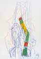 Ignacy Witz, Figuren. Wohl 1950er/1960er Jahre, Farbstiftzeichnung