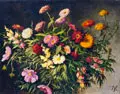 Günther Blechschmidt, Sommerblumenstück. Wohl 1920er/1930er Jahre, Öl auf Sperrholz