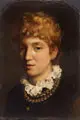 Leon Pohle, Junge Frau mit Rüschenkragen. Wohl 1880er/1890er Jahre, Öl auf Leinwand, vollflächig auf Malpappe