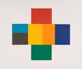 Ulrich Eisenfeld, Farbkreuz, 2004, Öl auf Malpappe, fünfteilig collagiert