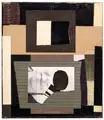 Lutz Fleischer, Schwarzes Einglas, 2009, Collage auf grober Leinwand