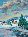 Werner Hitzer, Rehefeld (Osterzgebirge), 2000, Öl auf kräftiger, kaschierter Malpappe