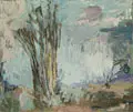 Uwe Peschel, Landschaft mit Gräsern, 1992, Öl auf Leinwand