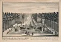 Karl Remshard, Prospect u. Perspectiv der großen Cascade in Nymphenburg, roth, schwarz u. weißen Marmor, samt anhang deß Canals zu end des gartens, Um 1717, Kupferstich nach einer Zeichnung von Mathias Diesel
