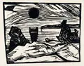 Erich Heckel, Sonnenaufgang, 1914, Holzschnitt auf grauem Papier