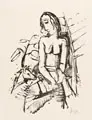 Karl Hofer, Sitzendes Mädchen, 1922, Lithografie auf gelblichem Papier