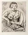 Paul Kleinschmidt, Margarethe Kleinschmidt im Korbstuhl, 1922, Kaltnadelradierung mit Plattenton auf Bütten