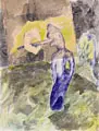 Hans Peter Adamski, Erotische Szene / Figur und Maske, 1980/1981, Gouache
