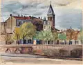 Stadtansicht mit Gewitterwolken by Karl Kröner, 1941, Aquarell über Kohle, offered Mar 2025