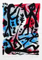 A. R. Penck, Begegnung an der Elbe, 1995, Farbserigrafie