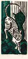 Peter Royen, Zwei Katzen, 1954, Farbholzschnitt auf kräftigem Bütten