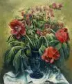Paul Kuhfuss, Stillleben mit Tulpen. Wohl 1930er Jahre, Öl auf Sperrholz