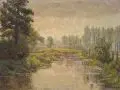 Albert F. Laurens, Baumbestandener Weiher. 2. H. 19. Jh, Öl auf Leinwand