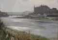Paul Söborg, Blick auf die Albrechtsburg Meißen, Vor 1903, Öl auf Leinwand, vollflächig auf Malpappe kaschiert und im Randbereich umlaufend verstärkt