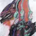 Lorenz Fjodorow, Abstrakte Komposition vor weißem Grund, 1989, Acryl auf Leinwand