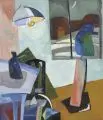 Michael Hofmann, Interieur mit Lampe und Tisch, 2007, Öl auf Leinwand