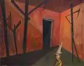 Walter Wellenstein, Zimmer mit Zeichen, 1957, Öl auf Leinwand