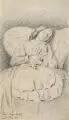 Oskar von Alvensleben, Frau mit einer Haube im Profil / Schlafende im Fauteuil / Kopf der Schlafenden im Fauteuil. 1858– 1860