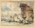 Edward Harrison Compton, Danzig, Aquarell über Blei, partiell weiß gehöht