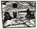 Erich Heckel, Sonnenaufgang, 1914, Holzschnitt auf grauem Papier
