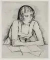 Karl Hofer, Lesende, 1924, Kaltnadelradierung mit Plattenton auf Maschinenbütten