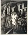 Alexander Kanoldt, Olevano V, 1925, Lithografie auf gelblichem Japan