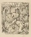 Alfred Kubin, Samson und Delila, Lithografie auf bräunlichem Bütten mit Wasserzeichen "B in Davidstern"